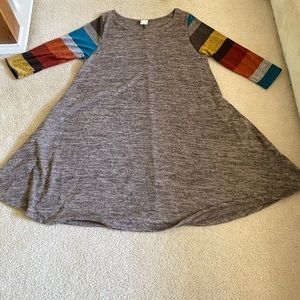 Hershe cocoa dress with striped sleeves